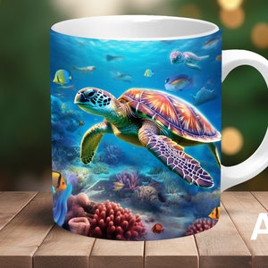 Sea Turtle Coffee Mug: 3D Ocean Animal Gift