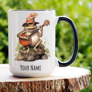 Personalized Frog Mug, Frog Lover Gift, Frog Coffee Mug, Frog Gifts for Women, Music Lover Cup, Music Lover Gift, Frog Coffee Cup
