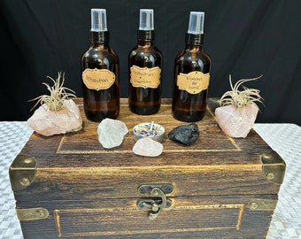 Ritual Spray Trio – Protection, Attraction and Bedtime Mist – Energy Clearing Room Spray for Witchcraft, Meditation and Spiritual Healing