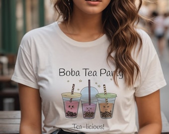 Cute Boba Tea Party Shirt V, Bubble Tea Lover Shirt, Kawaii T-Shirt Gift For Tea Lover, Tea Tshirt, Bubble Tea Shirt, Boba Clothing Crewneck