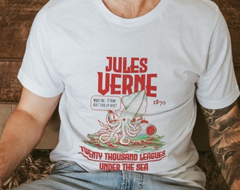 Collossal Squid - Giant Octopus - Kraken , Jules Verne 20,000 Leagues Under the Sea Shirt #5, Classic Book Lover Shirt, Jersey Unisex Shirt