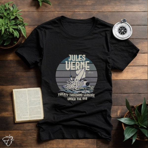 Jules Verne 20,000 Leagues Under the Sea Shirt #1, Classic Book Lover Shirt, Jersey Unisex Shirt