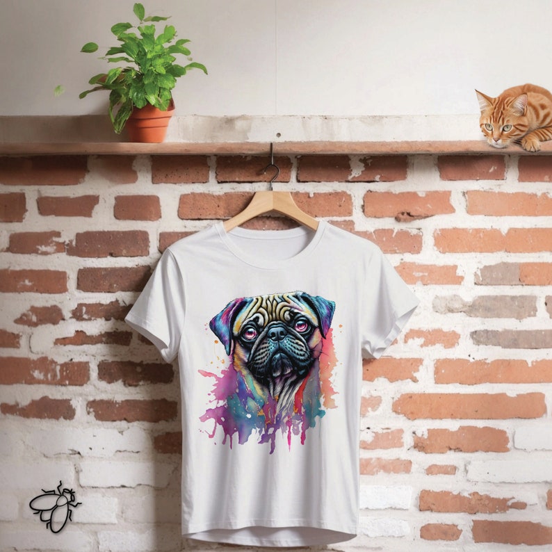 Cute Fashion, Paint Splash Pug Shirt, Dog Lover Tee, Unisex Jersey Tee