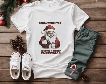 White Christmas santa shirt, Funny santa shirt, Christmas shirt grandpa dad uncle, Santa Claus Shirt, Christmas shirt for men, Santa Shirt