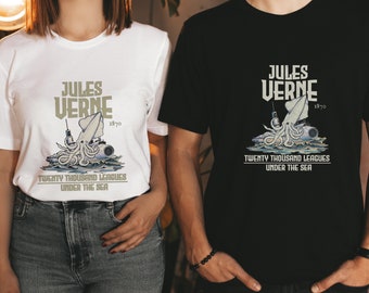Under the Sea Shirt, Jules Verne SVG T-shirt, Classic Book Lover Shirt, Jersey Unisex Shirt, Book Lover TShirt, Gift for Reader, Fathers Day