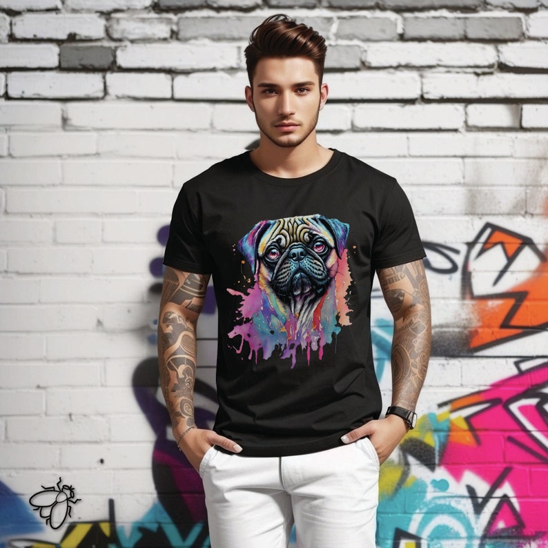 Artistic Streetwear, Popular Fashion, Cute Pug Tee Shirt