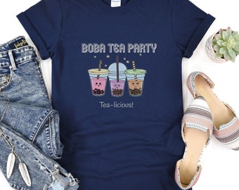 Kawaii Boba Tea Party Shirt, Cute Bubble Tea Shirt, Cute Tea Shirt, Gift For Tea Lover, Tea Tshirt, Bubble Tea Shirt, Boba Clothing Crewneck