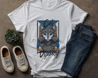 White Cat Lover Tee, Cat Dynasty T-Shirt, Funny Graphic Shirt, Gift for Cat Owner, Cute Cat Fun T Shirt Gift For Womens Mens Unisex Top Tee