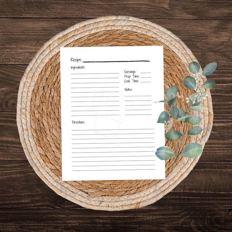 Printable Blank Recipe Book Interior: 8.5x11 PDF, Commercial Use ...