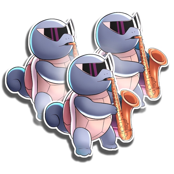 3 PACK - Squirtle Saxophone Sticker