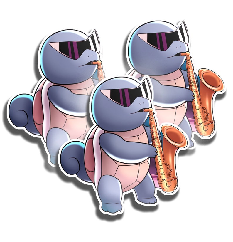 3 PACK Squirtle Saxophone Sticker - Etsy