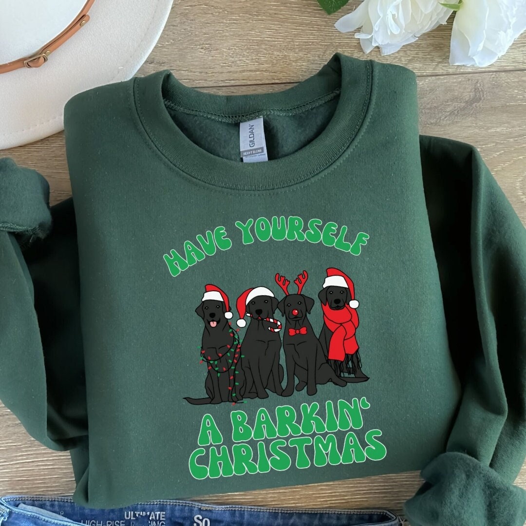 Christmas Black Lab Sweatshirt, Black Labrador, Labrador Retriever ...