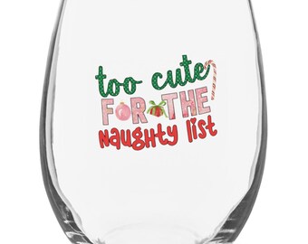 Christmas Stemless wine glass; Funny Christmas Slogan Glass; Cute Christmas Wine Glass; Christmas Gift; Office Gift; Novelty Wine Glass