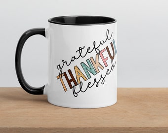 Grateful Thankful Blessings Mug, Thanksgiving Mug, Coffee Mug, Tea Mug, Gift for Her, Gift for Him, Office Mug, Inspirational Mug,