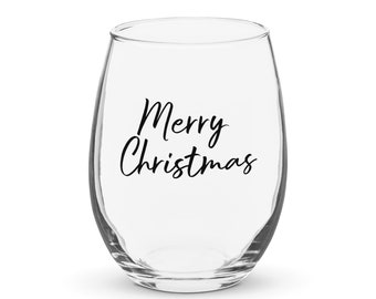 Merry Christmas Stemless wine glass; Christmas Gift; Office Gift: Holiday Gift; Gift for Her