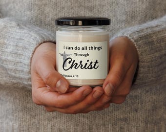 Scented soy candle, Gift, catholic, Christian, candle with saying, inspirational candle, religious candle
