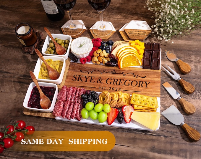 Personalized Charcuterie Board, Engagement Gift, Hostess Gift for Couple, Home Gift, Wedding Gift, Housewarming Gift,Mother's Day gift