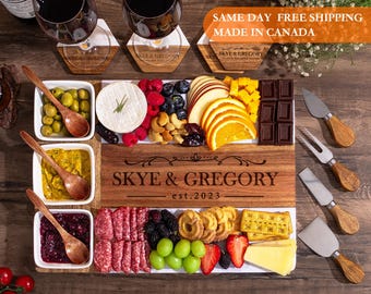 Planche à découper gravée personnalisée : jeu de planches à charcuterie rustique
