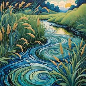 Eddies in the Wetlands | Digital Print of the Canadian Wilderness by Indigenous Artist | Digital Art | Ready to Print