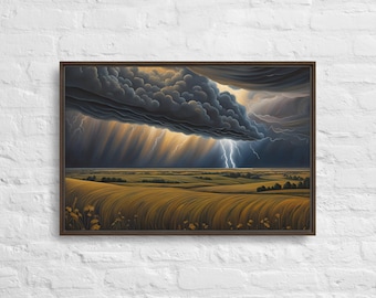 Living Sky - A Framed Canvas of a Lightning Dance by Indigenous Artist | Wall Art | Ready to Hang