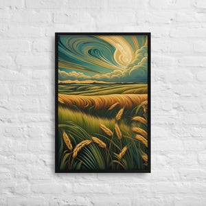 Belle Prairie Wheat - Framed Portrait Canvas Print of Sweeping Wheat in Saskatchewan by Indigenous Artist |Wall Art | Ready to Hang