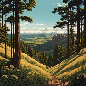 Wandelpaden van de Black Hills | Digitale download van de Black Hills in South Dakota door inheemse kunstenaar | Digitale afdruk | Klaar om af te drukken