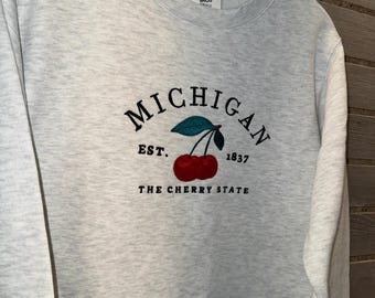Michigan cherry Embroidery Crewneck