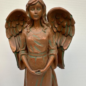 Hand-CarvedResin Sculpture   Angel Statue | Vintage Style | Guardian Angel Home Decor | 11” Tall
