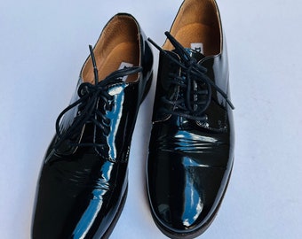 Chaussures richelieu Dune London pour femme en cuir verni noires à lacets Taille 7