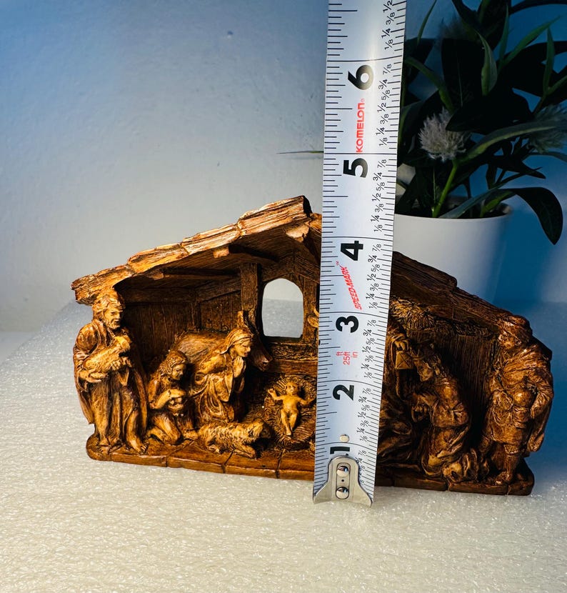 Hand-carved Wooden Nativity Scene | Rustic Christmas Manger | Religious ...