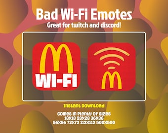 McDonalds Bad Wi-Fi Emotes: Twitch/Discord Streamer PNGs (Digital Download)
