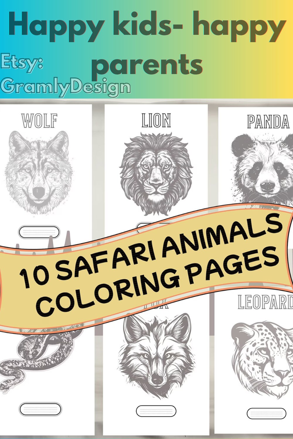 Safari Animals Coloring Pages for Kids and Adults Coloring Pages Animal ...