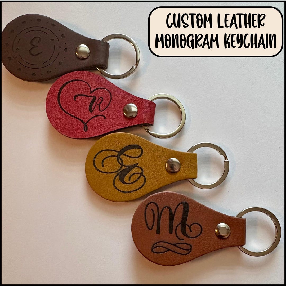 Personalized Leather Monogram Keychain – Gifts for Her Him - Etsy