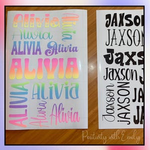 Personalized Vinyl Name Decal Sheets | Durable Custom Stickers for Laptop & Water Bottle