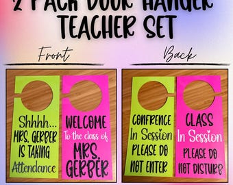 Personalized Teacher Door Hanger Set: Shimmer Vinyl Class Decor