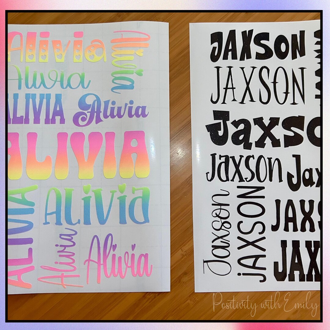 Personalized Vinyl Name Decal Sheets | Durable Custom Stickers for ...