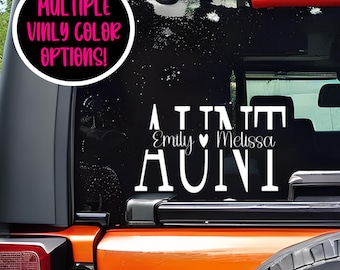 Custom Aunt Vinyl Decal: Personalized Car, Laptop, Water Bottle Sticker