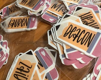 Back to School Name Stickers, Personalized Neon Labels for Laptops & Supplies