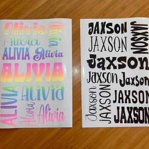 Personalized Vinyl Name Decal Sheets | Durable Custom Stickers for ...