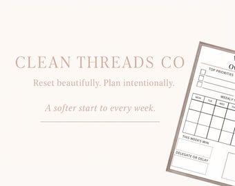 Working Mom Weekly Reset Planner | Printable PDF | Meal Plan, Reflection, Self-Care + Household Checklist