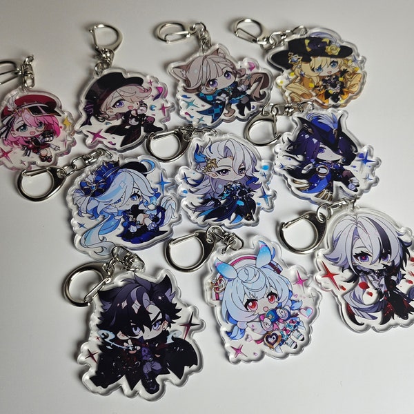 PRE-ORDER New Fortine Characters, Genshin impact Acrylic Keychains, Clorinde, Arlecchino, Wriothesley, Navia, Lynette, Lyney, Furina, Neuvil