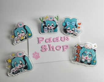 PRE-ORDER Betoverende acrylspelden, Hatsune Miku-spelden, vocaloid, schattige Miku-spelden