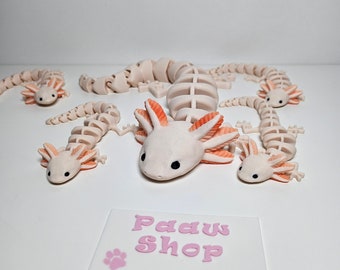 3D printed, Articulated Axolotl, Axolotl Flexible Toy
