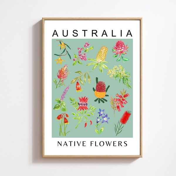 Australian Native Flowers Digital Wall Art|Native Flowers of Australia| Wildflowers of Australia Print | Botanical Design|Australia Wall Art