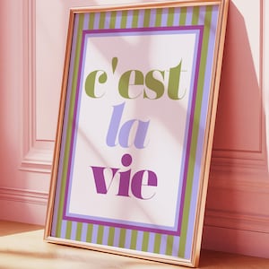 C’est La Vie Wall Art, French Typography Poster, Printable Retro Quote Print, Modern French Decor, Instant Download Poster, Chic Aesthetic