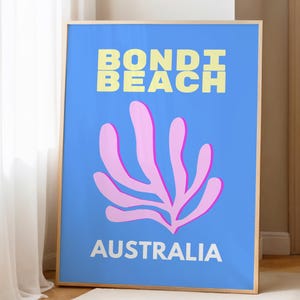 Bondi Beach Australia Poster, Minimalist Coastal Poster, Australia Travel Print, Abstract Colourful Coral, Modern Beach House Decor