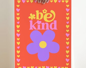Be Kind Wall Art, Girls Room Downloadable Print, Kindness Classroom Poster, Digital Download