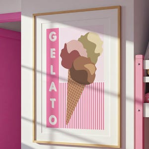 GELATO RETRO Print, Italian Ice Cream Printable, Kids Bedroom Wall Art, Fun Kitchen Decor, Sweets Printable, Gelati Digital Illustration