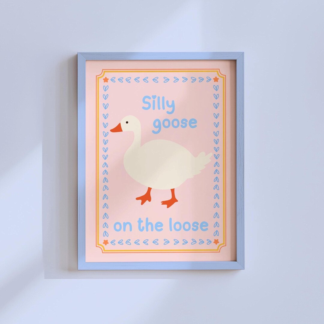 Silly Goose Kids Print, Whimsical Girls Decor, Playful Nursery Wall Art ...