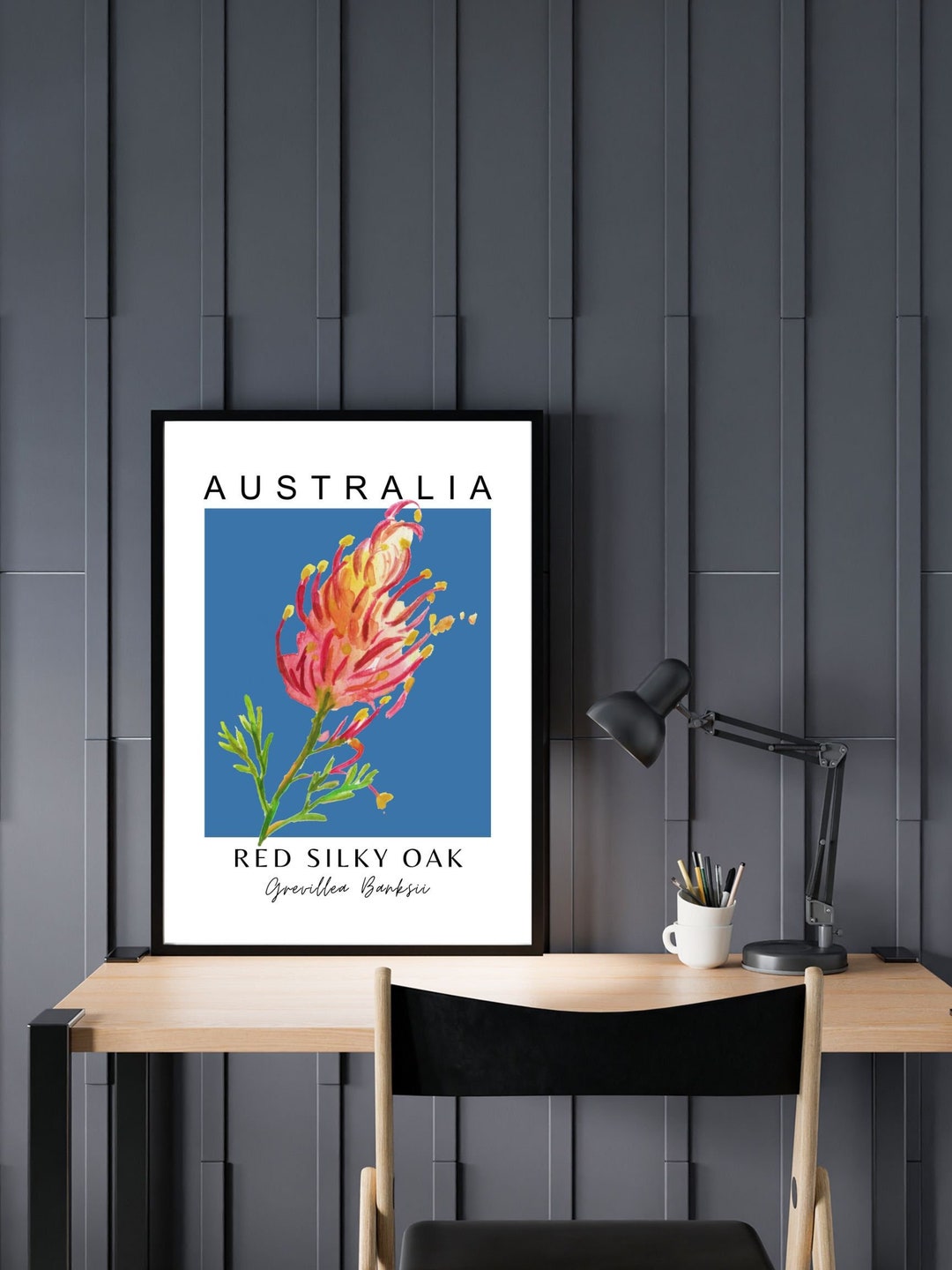 Australian Grevillea Red Silky Oak Print Australian Native Flower Wall